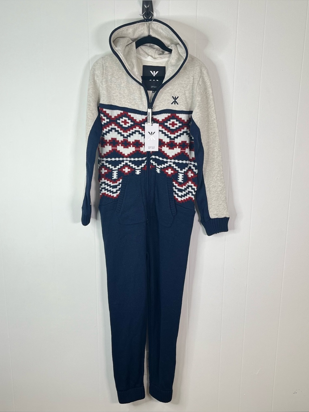 NWT OnePiece Marius Norwegian Jumpsuit XS Fair Isle Nordic Navy Red White